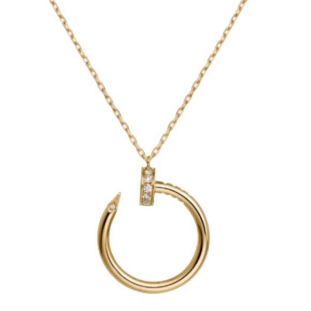 Nail Zirconia Gold Pendant Necklace - Picture 1 of 13